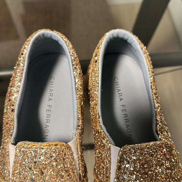 CHIARA FERRAGNI Eye & Lips Black Glitter Slip On Loafer Sneakers Italy EU 36 - Picture 5 of 7